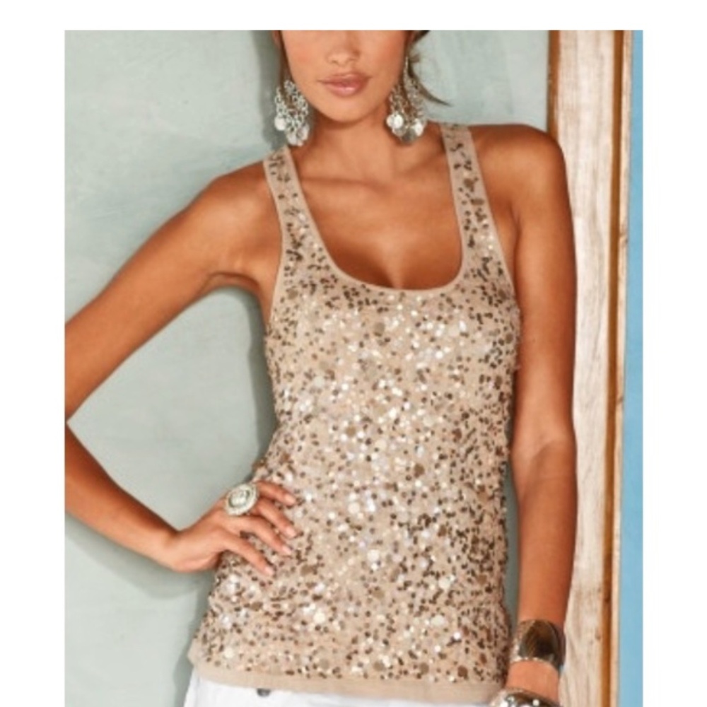 White House Black Market Gold Sequin Tank